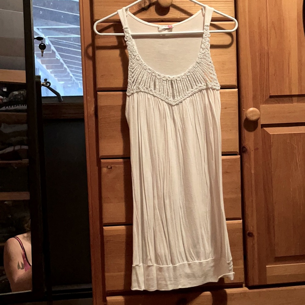 White dressy extra long tank